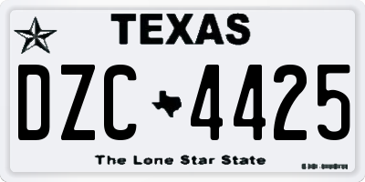 TX license plate DZC4425