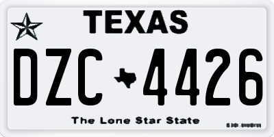 TX license plate DZC4426