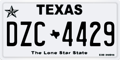TX license plate DZC4429