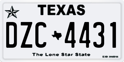 TX license plate DZC4431