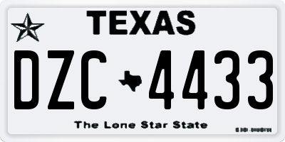 TX license plate DZC4433