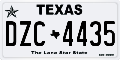 TX license plate DZC4435