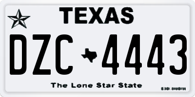 TX license plate DZC4443