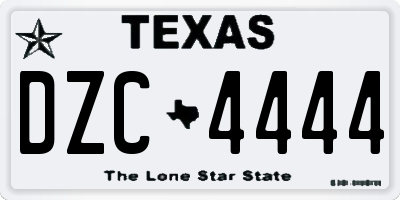 TX license plate DZC4444