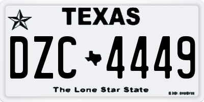 TX license plate DZC4449