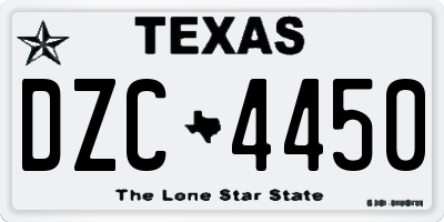 TX license plate DZC4450