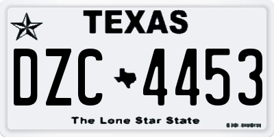 TX license plate DZC4453