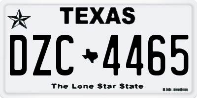 TX license plate DZC4465