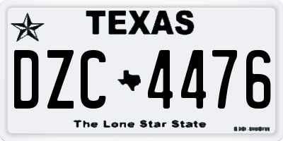 TX license plate DZC4476
