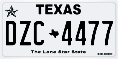 TX license plate DZC4477