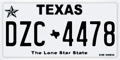 TX license plate DZC4478