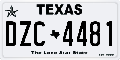 TX license plate DZC4481
