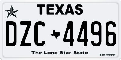 TX license plate DZC4496
