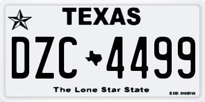 TX license plate DZC4499