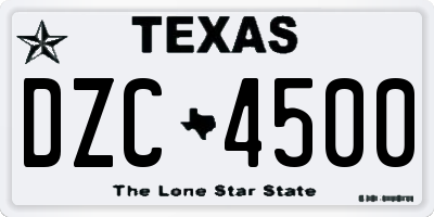 TX license plate DZC4500