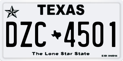 TX license plate DZC4501