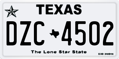 TX license plate DZC4502