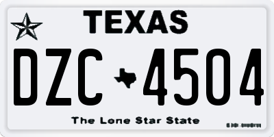 TX license plate DZC4504