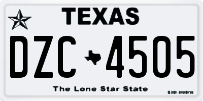 TX license plate DZC4505
