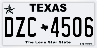 TX license plate DZC4506