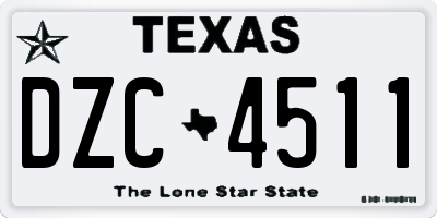 TX license plate DZC4511