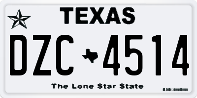 TX license plate DZC4514