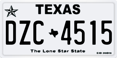 TX license plate DZC4515