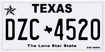 TX license plate DZC4520