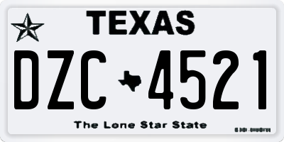 TX license plate DZC4521