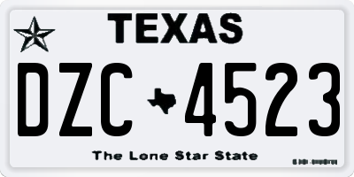 TX license plate DZC4523