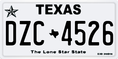 TX license plate DZC4526
