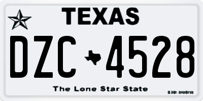 TX license plate DZC4528