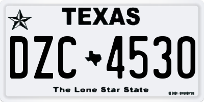 TX license plate DZC4530