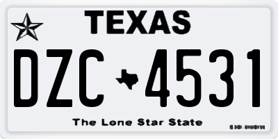 TX license plate DZC4531