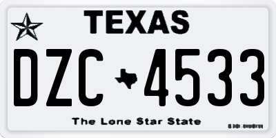 TX license plate DZC4533