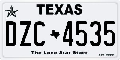 TX license plate DZC4535
