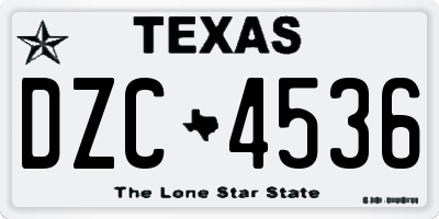 TX license plate DZC4536