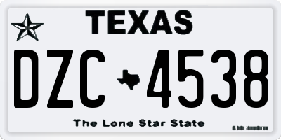 TX license plate DZC4538