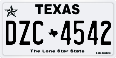 TX license plate DZC4542