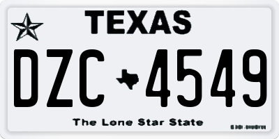 TX license plate DZC4549