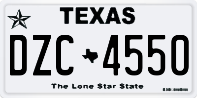 TX license plate DZC4550