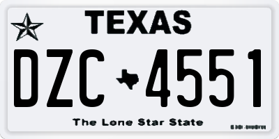 TX license plate DZC4551