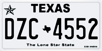 TX license plate DZC4552