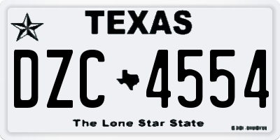 TX license plate DZC4554