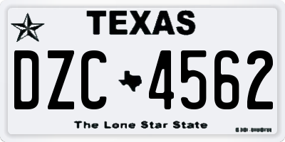 TX license plate DZC4562