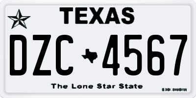 TX license plate DZC4567