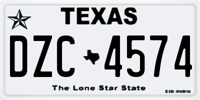 TX license plate DZC4574