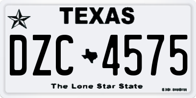 TX license plate DZC4575