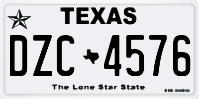 TX license plate DZC4576
