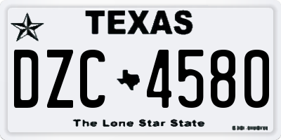 TX license plate DZC4580